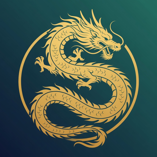 The Mahj Dragon app icon: a gold dragon on jade green