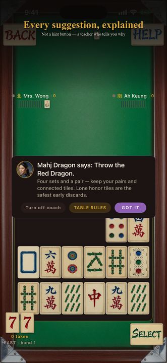 The Dragon suggests a throw and explains why (iPhone)